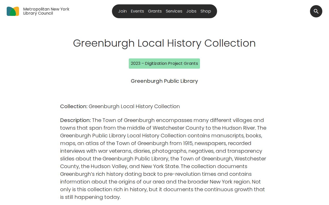 Greenburgh previous residents companion sources in the digitized local-history collection