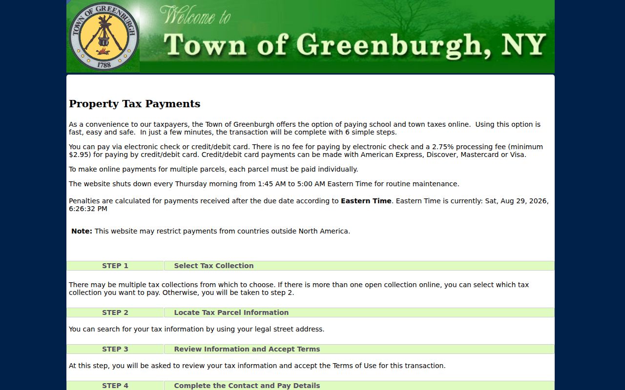 Greenburgh ZIP code directory tax portal search options